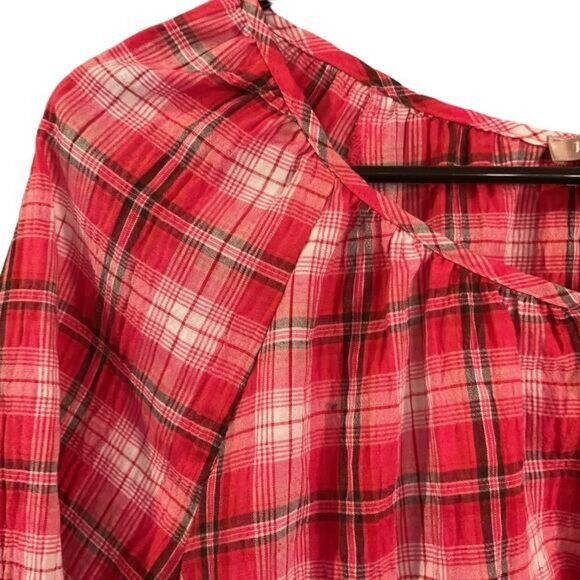 White Stag Red Plaid Button-Up Blouse Size L/G - Picture 6 of 10